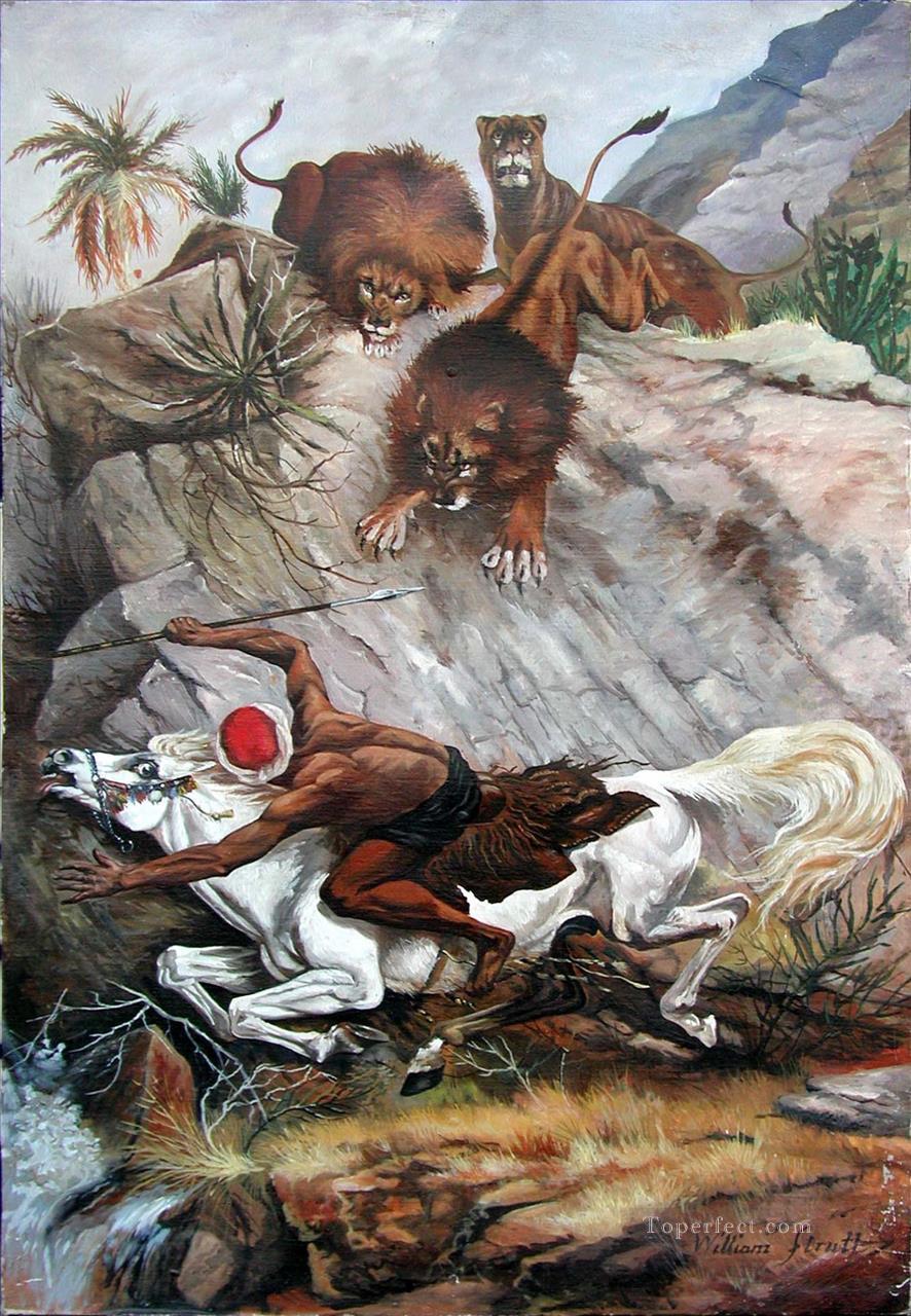 Hunting scene William Firutt Arabs Oil Paintings